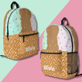 Minze Schokolade Erdbeeren Eiskrem Name Bedruckter Rucksack