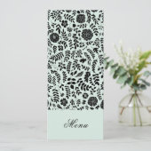 Minze | Schwarze Blumenkarten mit benutzerdefinier Menükarte (Stehend Vorderseite)