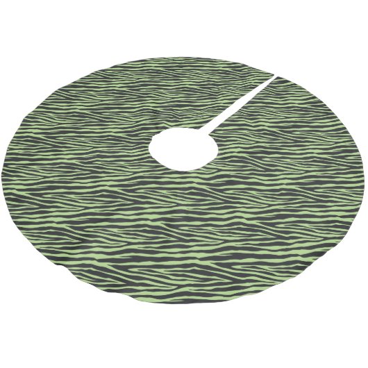 Minze schwarze Zebra-Druckstreifen Polyester Weihnachtsbaumdecke (Schrägansicht)