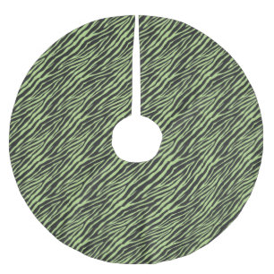 Minze schwarze Zebra-Druckstreifen Polyester Weihnachtsbaumdecke