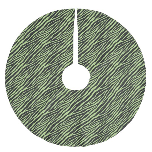 Minze schwarze Zebra-Druckstreifen Polyester Weihnachtsbaumdecke (Vorderseite)
