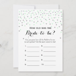 Minze Silber 2x Brautparty Spiel wie alt | Beratun Hinweiskarte