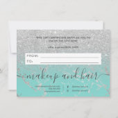 Minze silber Glitzer Marmor ombre Geschenkgutschei (Rückseite)