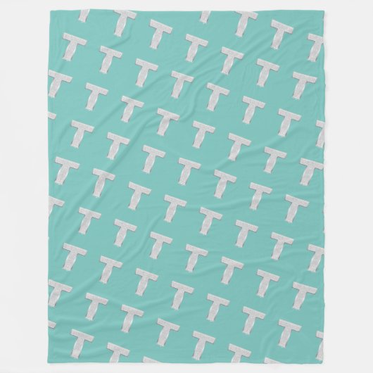 Minze Silver Letter T Fleecedecke (Vorderseite)
