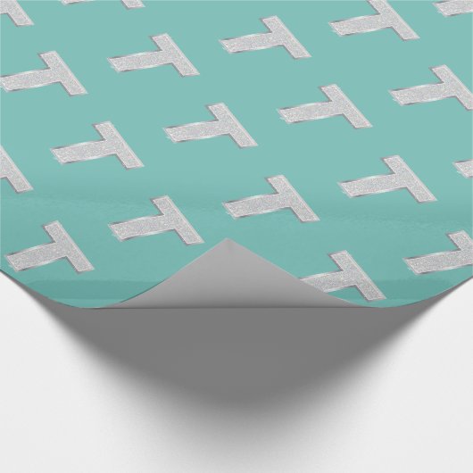 Minze Silver Letter T Geschenkpapier (Ecke)