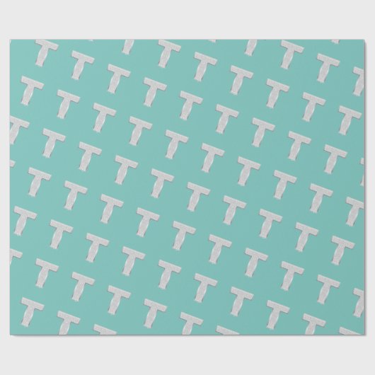 Minze Silver Letter T Geschenkpapier (Flach)
