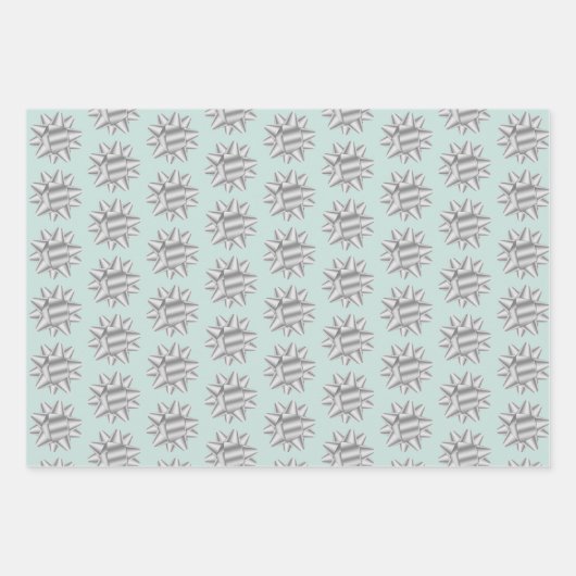 Minze Silver Ribbon Bow Brautparty Geschenkpapier Set (Vorderseite 3)
