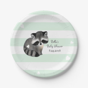 Minze Stripes Herzraccoon-Party-Papierplatte Pappteller