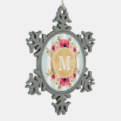 Minze Stripes Schneeflocken Zinn-Ornament (Links)