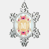 Minze Stripes Schneeflocken Zinn-Ornament (Rechts)