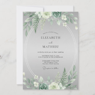 Minze Sukkulenten Hochzeit Eukalyptus Einladung