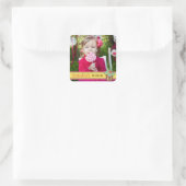 Minze Sweet Cherry Cupcake Foto Geburtstagsticker Quadratischer Aufkleber (Tasche)