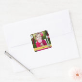 Minze Sweet Cherry Cupcake Foto Geburtstagsticker Quadratischer Aufkleber (Umschlag)
