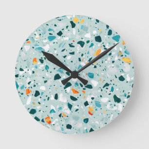 Minze Terrazzo Runde Wanduhr