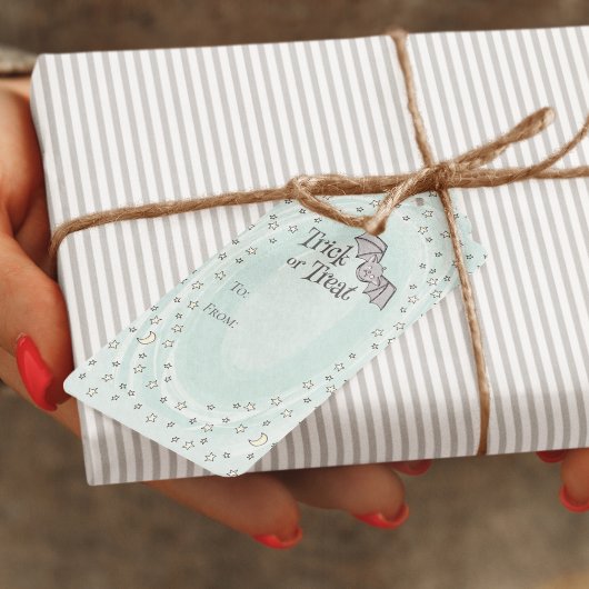 Minze Trick oder Behandlung von Baby Halloween Geschenkanhänger