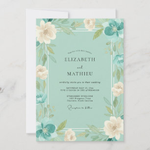 Minze Türkis Ranunculus Eukalyptus Hochzeit Einladung