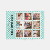 Minze Turquoise Gingham Bester Vater je Foto Colla Fleecedecke (Vorderseite (Horizontal))