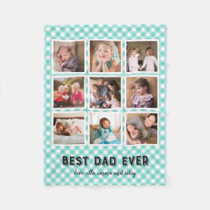 Minze Turquoise Gingham Bester Vater je Foto Colla Fleecedecke