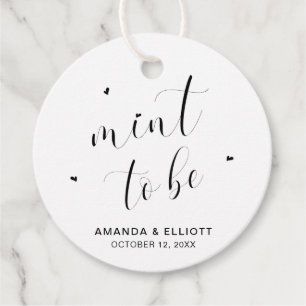 Minze, um Schwarzweiß-Typografie-Hochzeit zu sein Geschenkanhänger