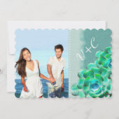 Minze und Aquamarine Sukkulente Hochzeit moderner Einladung (Rückseite)