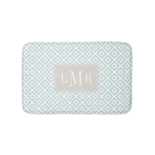 Minze und Beige Moderne Monogramm Badematte (Vorderseite)