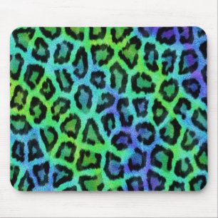 Minze und blaue Leopardendrucke Mousepad