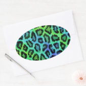 Minze und blaue Leopardendrucke Ovaler Aufkleber (Umschlag)
