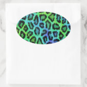Minze und blaue Leopardendrucke Ovaler Aufkleber (Tasche)