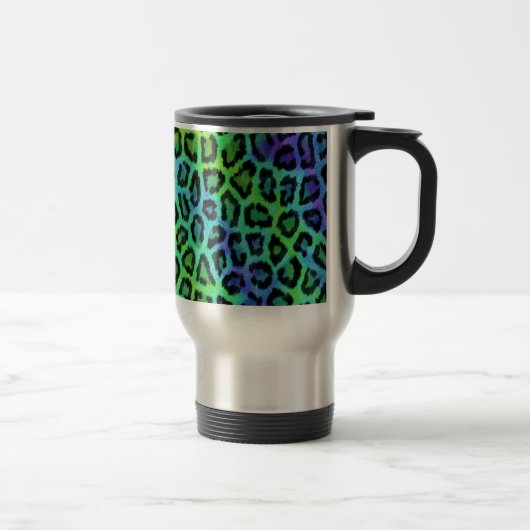Minze und blaue Leopardendrucke Reisebecher (Rechts)