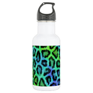 Minze und blaue Leopardendrucke Trinkflasche