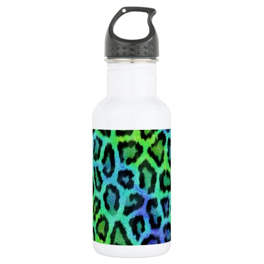 Minze und blaue Leopardendrucke Trinkflasche (Vorderseite)
