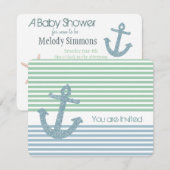 Minze und blaue Streifen Nautical Baby Dusche Einladung (Vorne/Hinten)