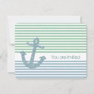 Minze und blaue Streifen Nautical Baby Dusche Einladung