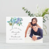 Minze und Blue Boho BlumenWedding retten das Datum Save The Date (Stehend Vorderseite)