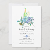 Minze und Blue Boho Brunch und Bubbly Brautparty Einladung (Vorderseite)
