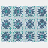 Minze und Blue Mandala Tile Geometrisches Muster B Fleecedecke (Vorderseite (Horizontal))
