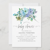 Minze und Blue Watercolor Boho Babydusche Einladung (Vorderseite)