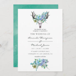 Minze und Blue Watercolor Boho Floral Wedding Einladung