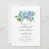 Minze und Blue Watercolor Boho Floral Wedding Einladung (Vorderseite)