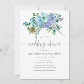 Minze und Blue Watercolor Boho Polterabend Einladung (Vorderseite)