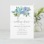 Minze und Blue Watercolor Boho Polterabend Einladung (Stehend Vorderseite)