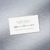 Minze und braunes Herz und Pfeil Magnetische Visitenkarte (Beispiel)