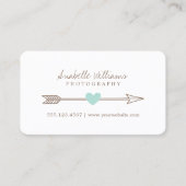 Minze und braunes Herz und Pfeil Visitenkarte (Vorderseite)