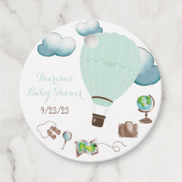 Minze und Brown Hot Air Ballon Baby Dusche Gefalle Geschenkanhänger
