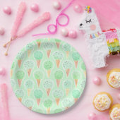 Minze und Chip Ice Creme Cone Muster Pappteller (Party)