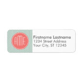 Minze und Coral Chevrons Custom Monogram (Vorne)