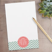 Minze und Coral Chevrons Custom Monogram Briefpapier
