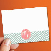 Minze und Coral Chevrons Custom Monogram Post-it Klebezettel