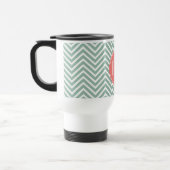 Minze und Coral Chevrons Custom Monogram Reisebecher (Links)