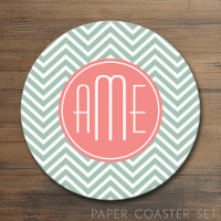 Minze und Coral Chevrons Custom Monogram